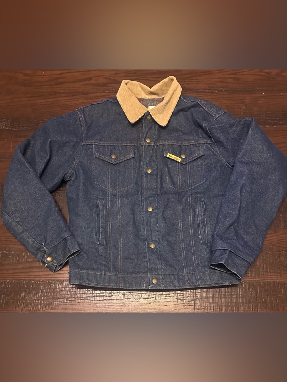 Vintage Blanket Lined Denim Jean Jacket / Corduroy Collar Sz 42 Reg (Medium) USA